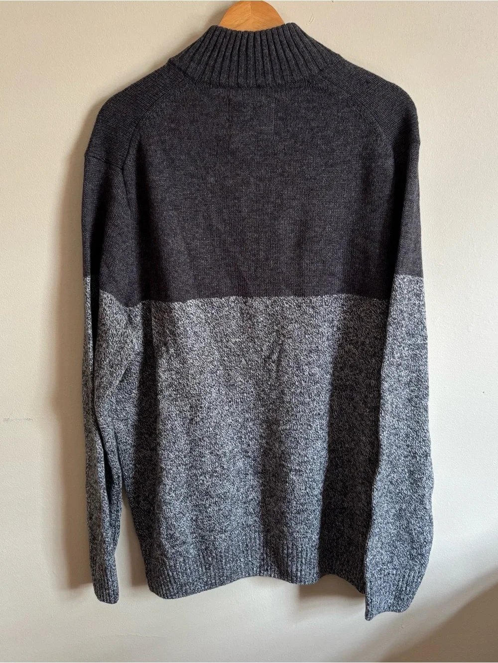 Sonoma Gray Color Block Quarter Zip Knit Pullover Sweater XL